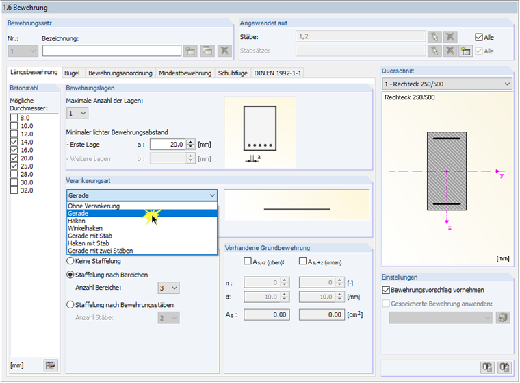 Selecting Anchorage Type for Longitudinal Reinforcement