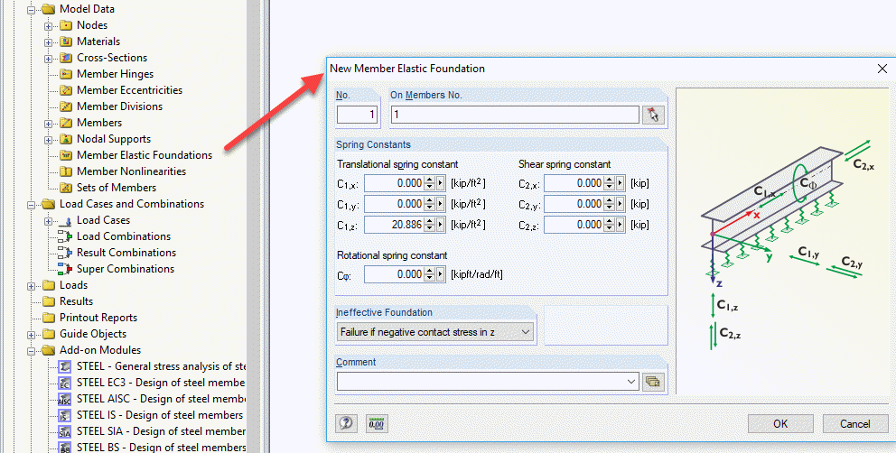 Defining Member Elastic Foundation
