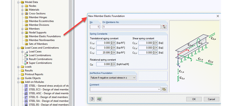Defining Member Elastic Foundation