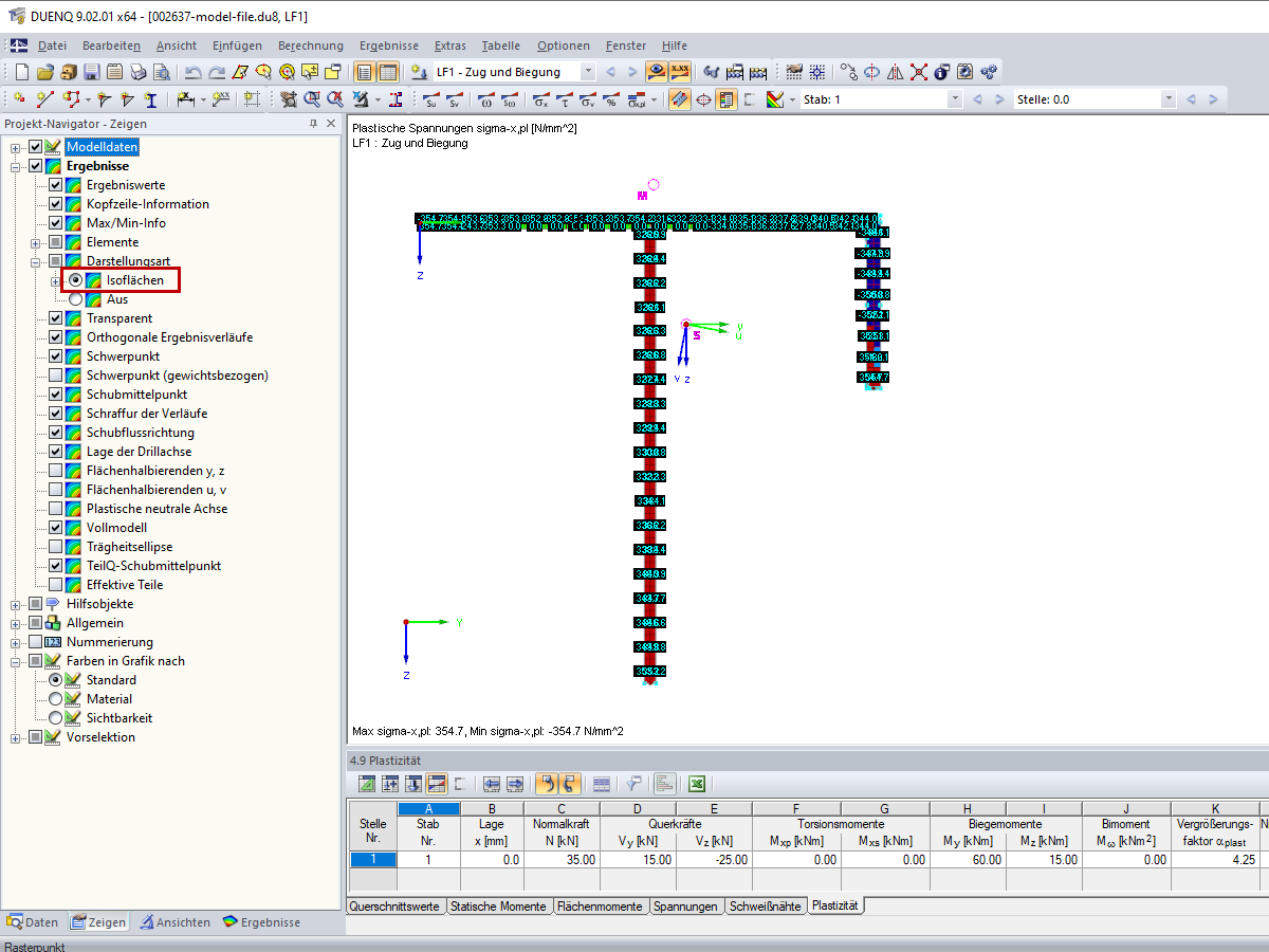 Activating Display Type "Isobands" in Project Navigator - Display