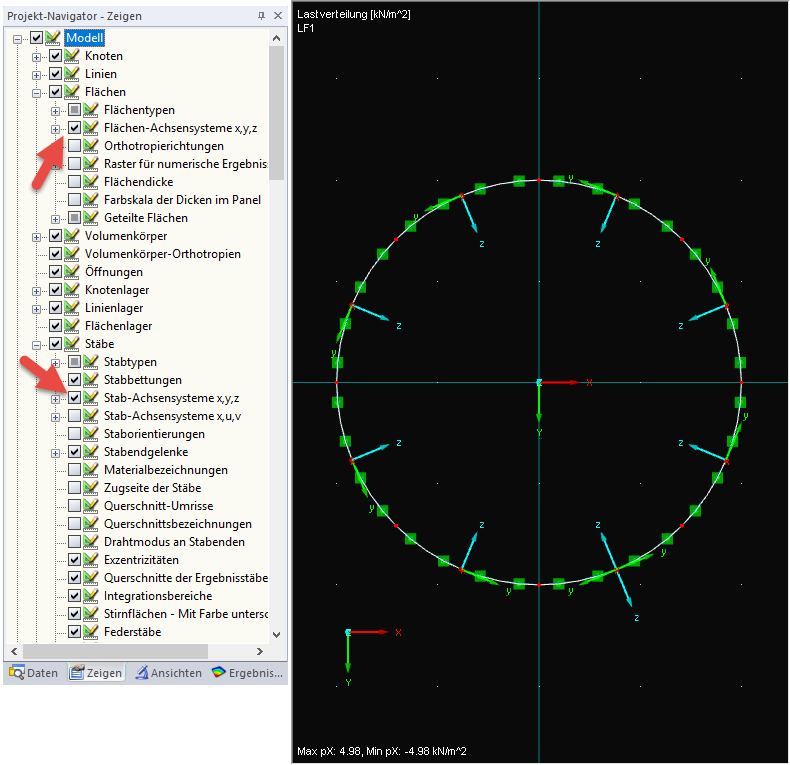 Displaying Local Coordinate Systems