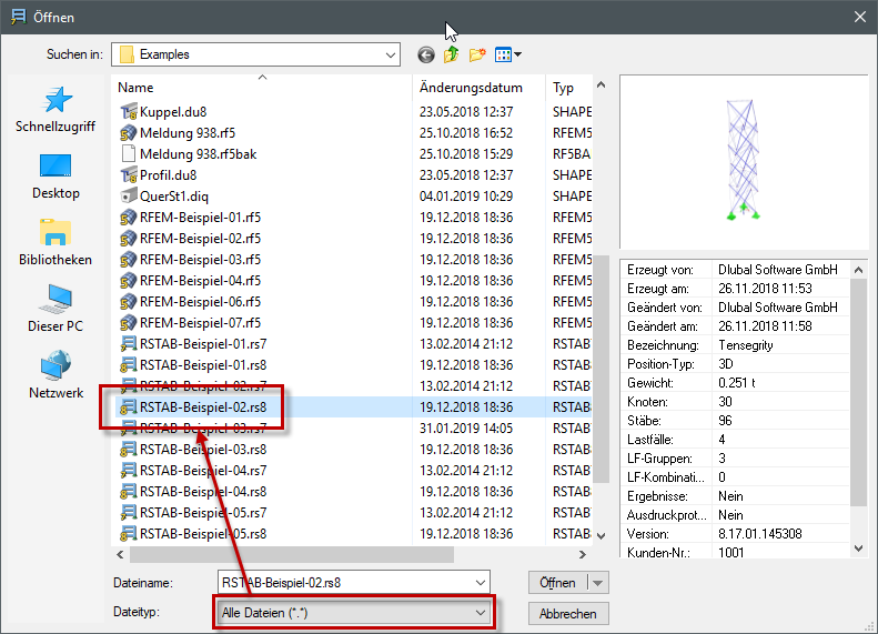 Dialog Box "Open" with File Type "All Files"