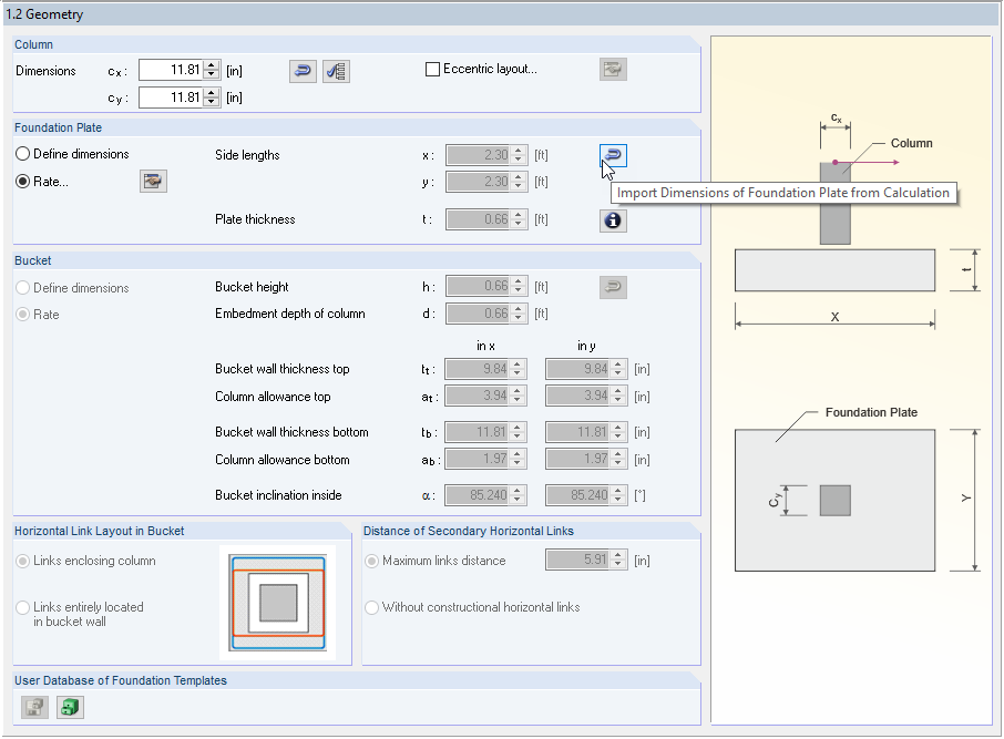 Button to Import Dimensions from Previous Calculation
