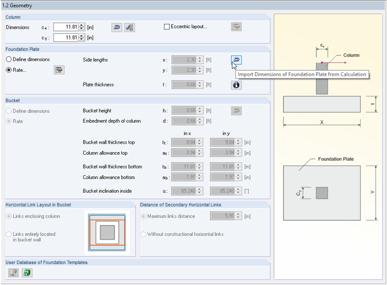 Button to Import Dimensions from Previous Calculation