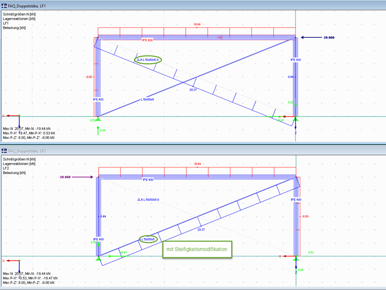 Stiffness Modification for Calculation of Internal Forces