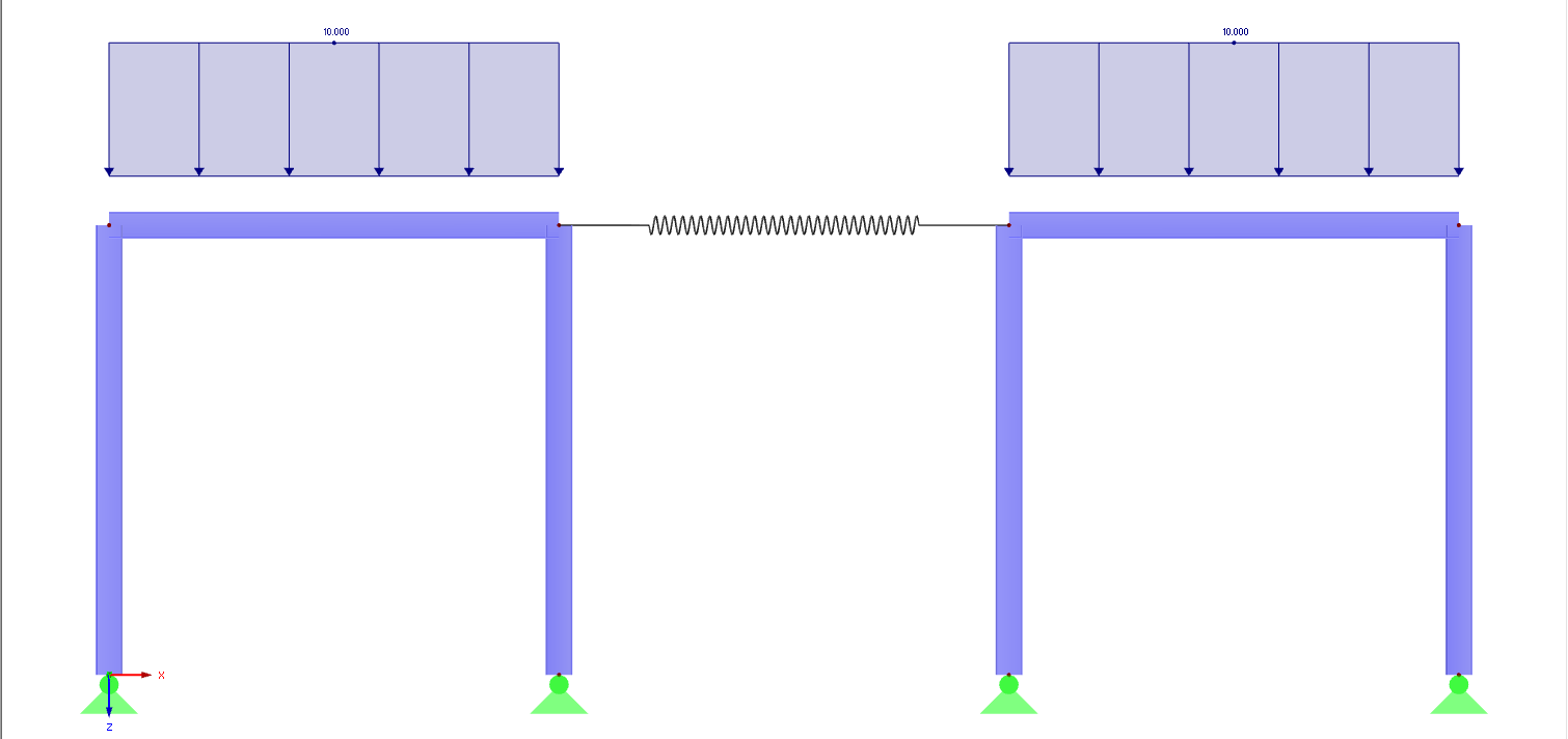 Two Partial Models Connected to Entire Model Using Spring