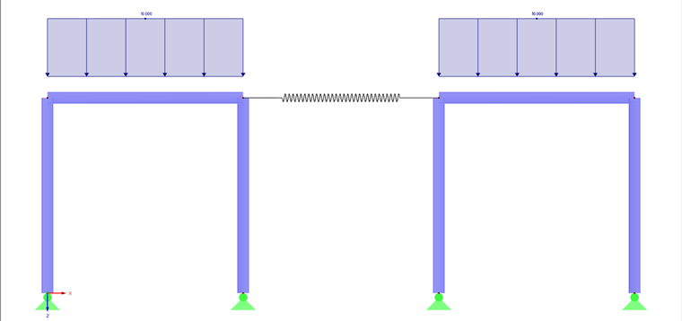Two Partial Models Connected to Entire Model Using Spring