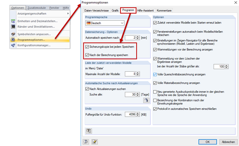 Option "Save After Calculation"