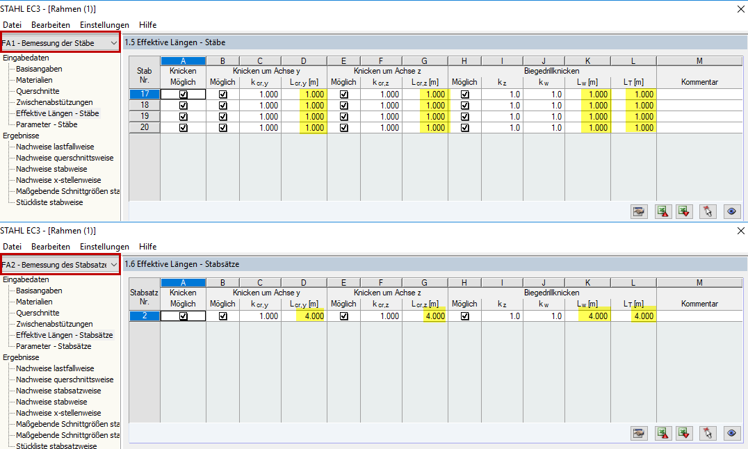 Effective Lengths - Members and Sets of Members