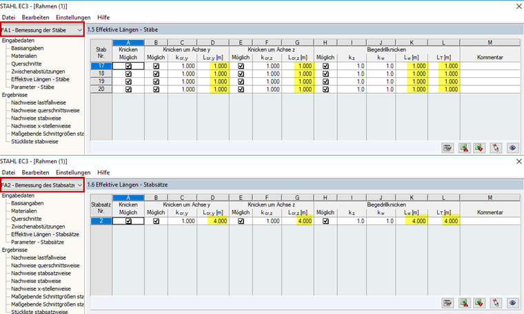 Effective Lengths - Members and Sets of Members