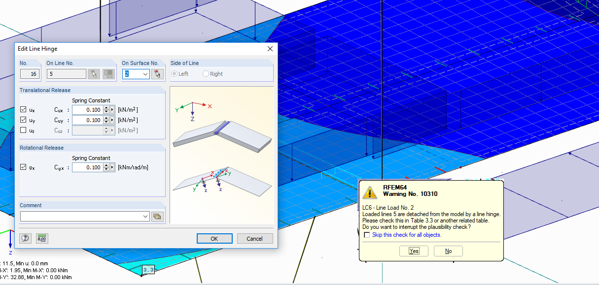 Line Load at Line Hinge