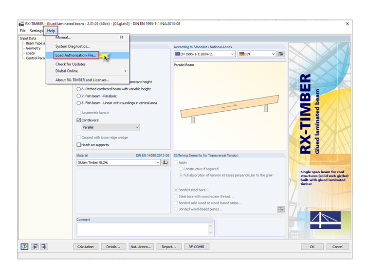 Loading Authorization File in RX-TIMBER