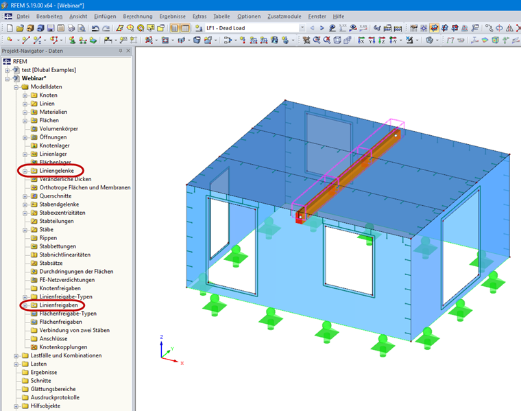 Displaying Line Hinges and Line Releases