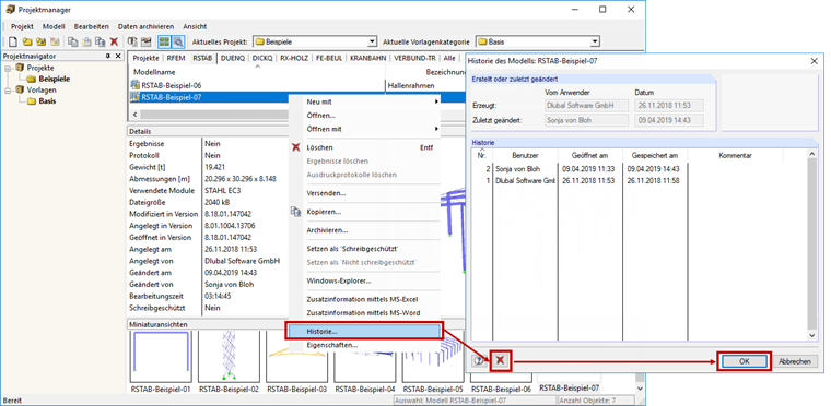 Project Manager: Deleting History