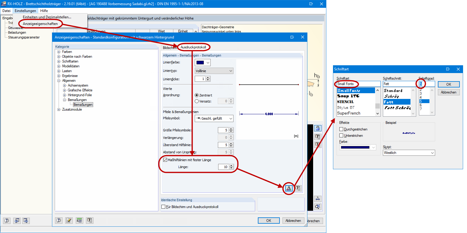 Adjusting Dimensions and Font Size