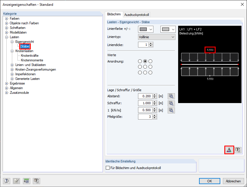 Display Properties - Setting Font Size (for Example, for Load)