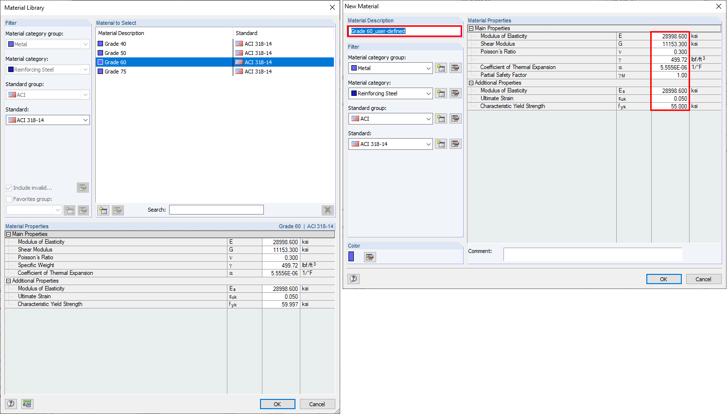 Creating New "User-Defined" Material (Reinforcing Steel)