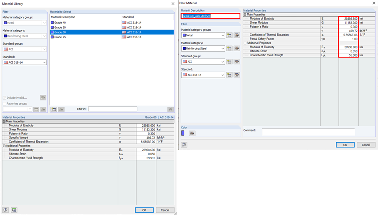 Creating New "User-Defined" Material (Reinforcing Steel)