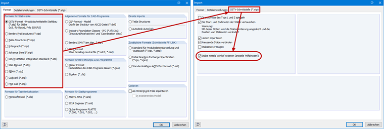 Detail Settings for Import of DSTV
