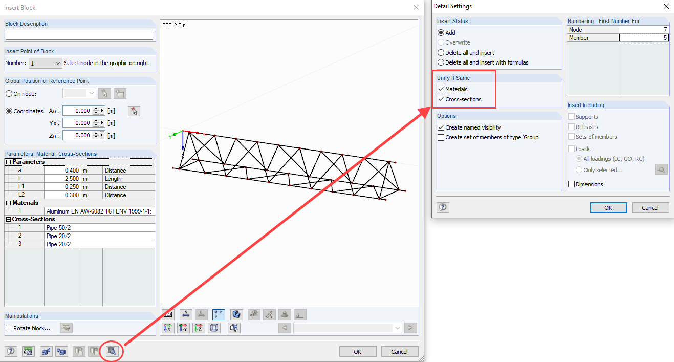 Detail Settings for Inserting Block