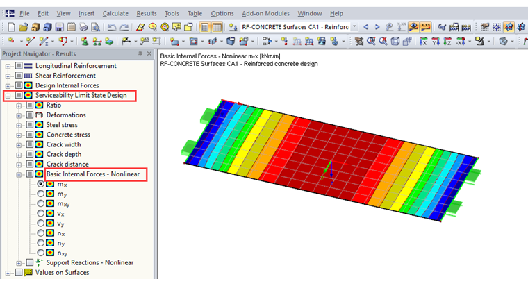 Evaluation of "Basic Internal Forces - Nonlinear" in Serviceability Limit State