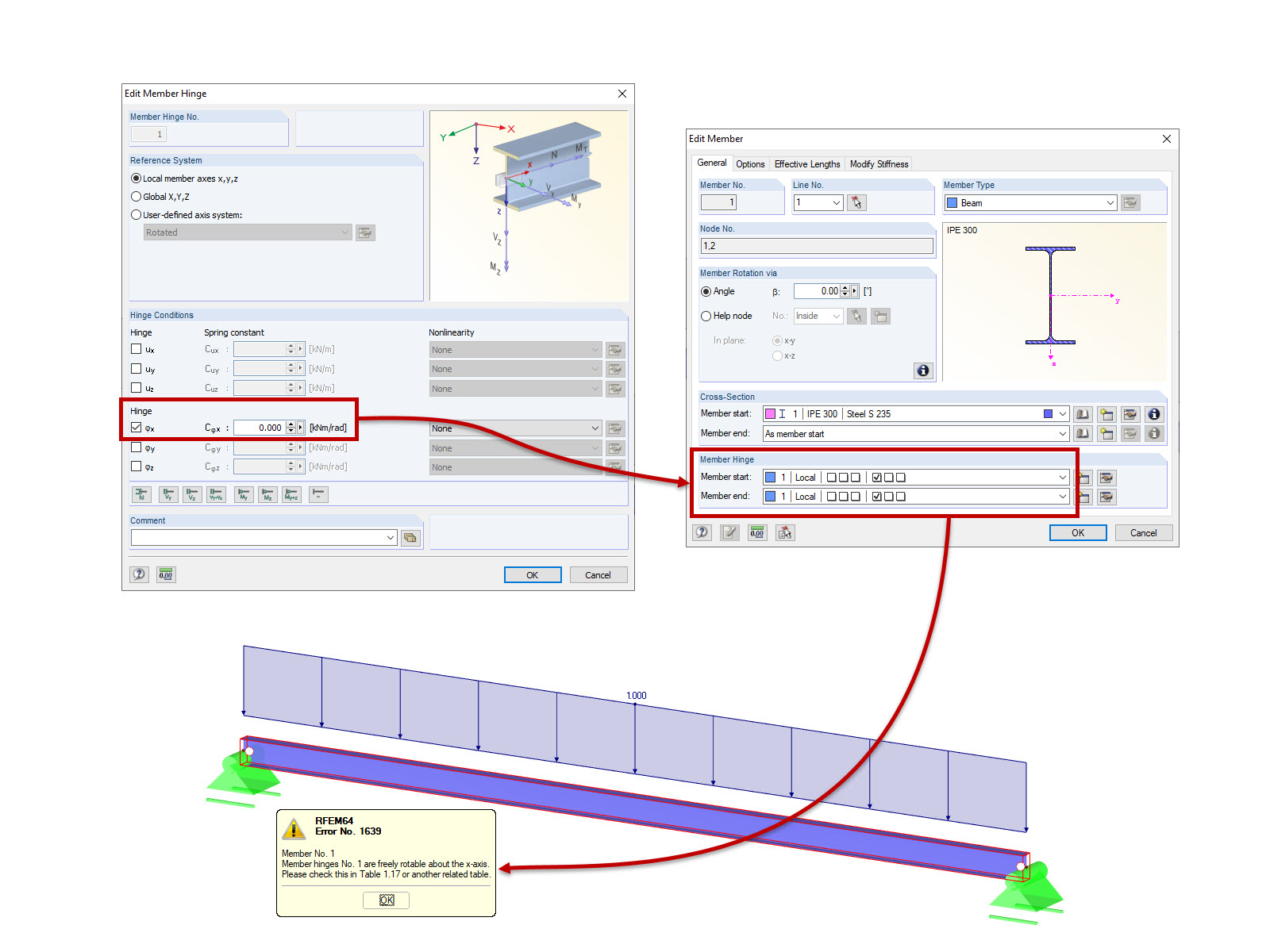 Entering Torsional Releases on Start and End Nodes
