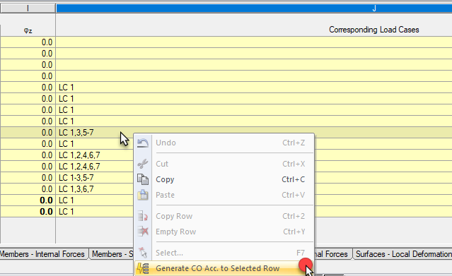 Shortcut Menu (Right-Click) with Option to Generate CO According to Selected Row