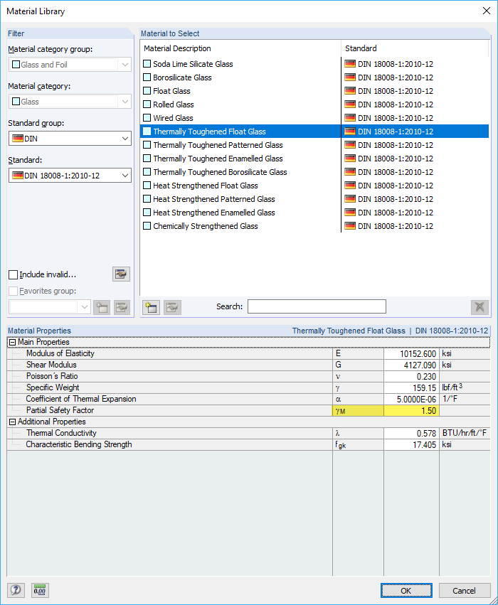 Partial Safety Factor - Material Library