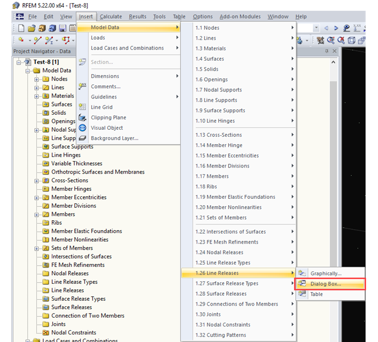 Opening Dialog Box for Line Release