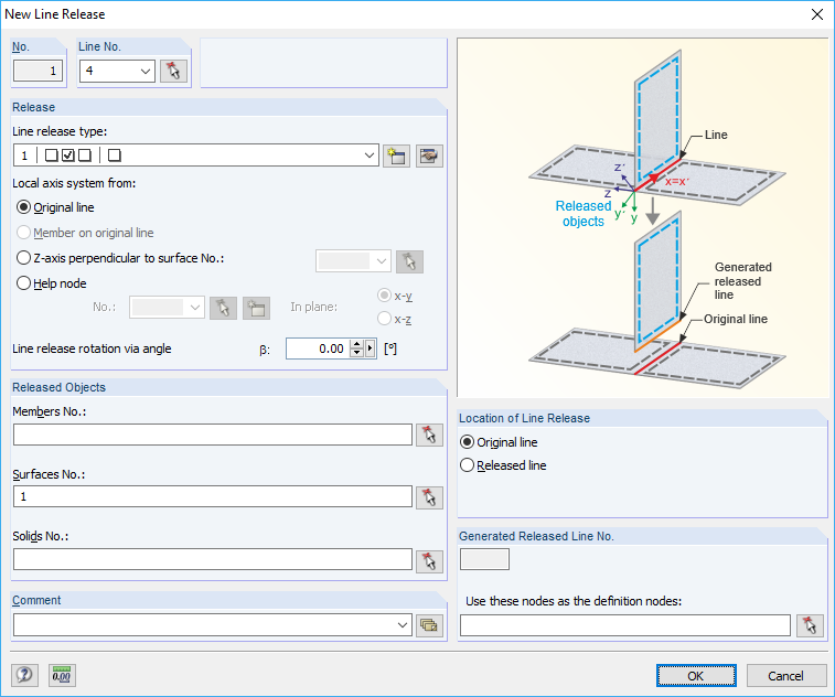 Dialog Box "New Line Release"