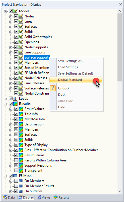 Resetting Settings in Display Navigator