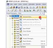 Opening General Data via Shortcut Menu of File