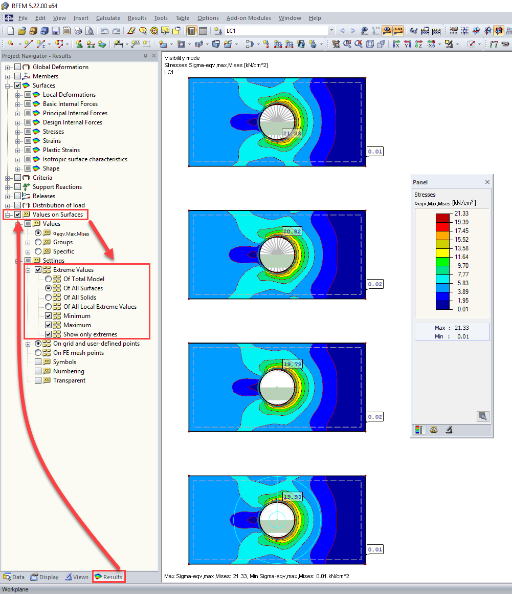 Result Values on Surfaces