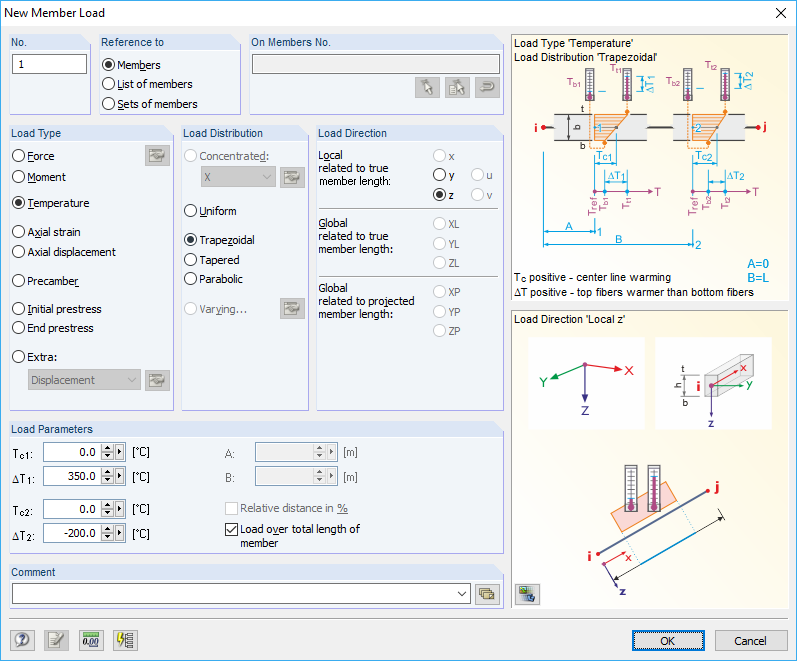 Defining Variable Temperature Distribution over Member Length
