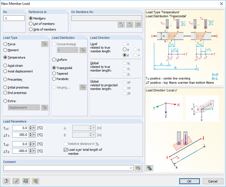 Defining Variable Temperature Distribution over Member Length