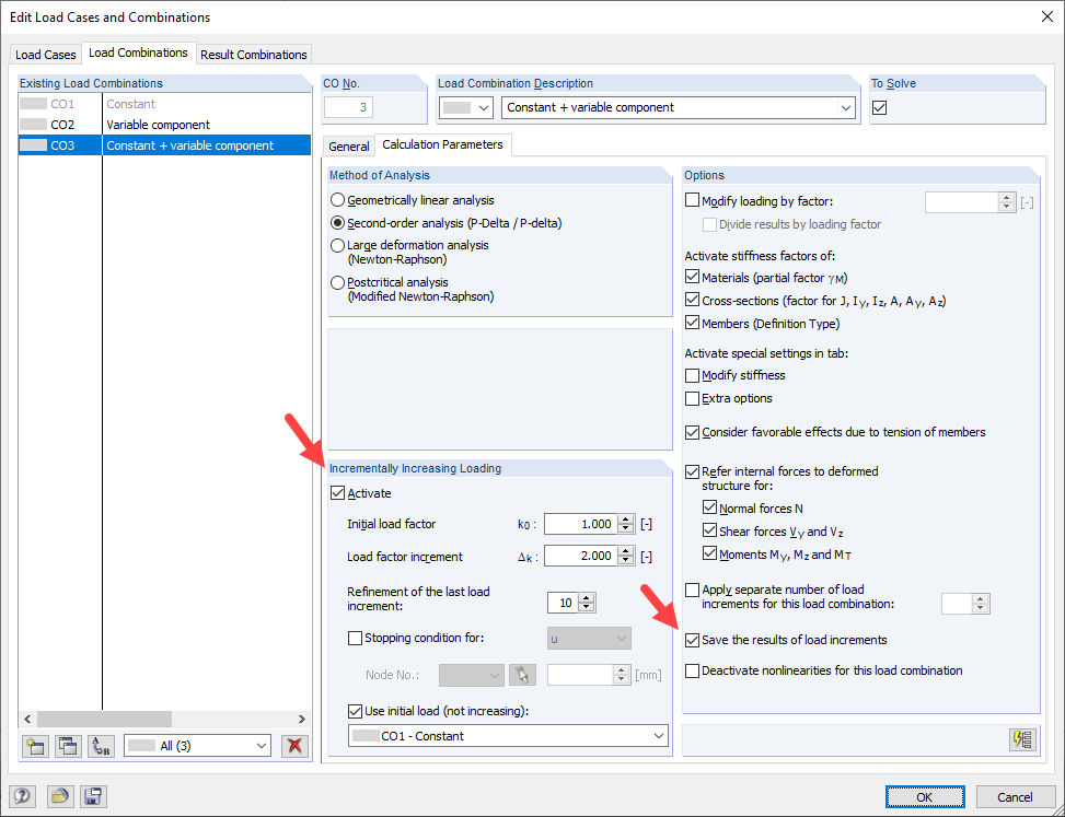 Incrementally Increasing Loading in Load Cases and Load Combinations