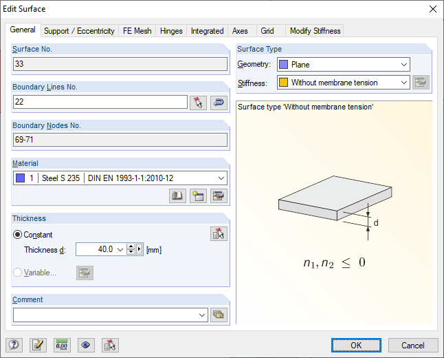 Surface Stiffness Type "Without Membrane Tension"