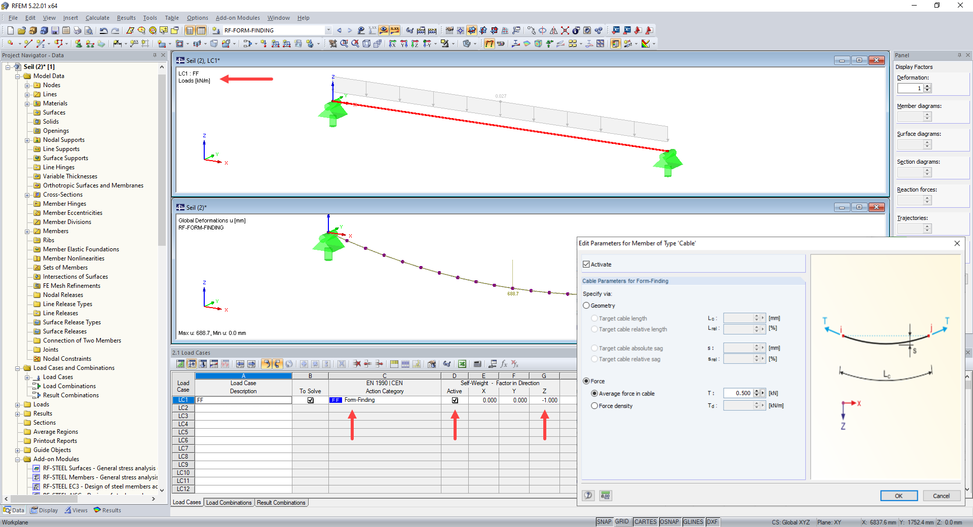 Load Case with Action Category "Form-Finding"