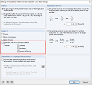 Settings for Analytical Deformation Analysis with RF-CONCRETE Deflect