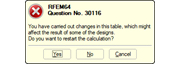 Query to Restart Calculation After Adjustment of Reinforcement