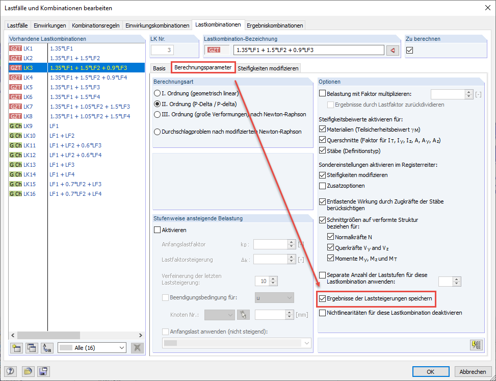 Saving Results of Load Increments