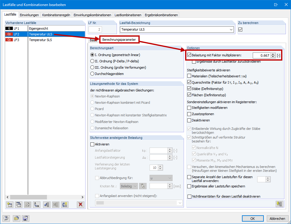 Modifying Loading in Load Case ULS by Factor