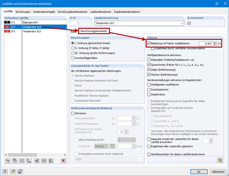 Modifying Loading in Load Case ULS by Factor