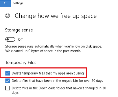 Deactivating Function to Delete Unused Temporary Files