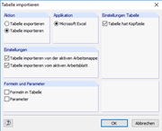 Dialog Box "Import Table" 