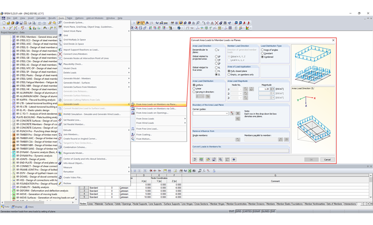 Functions in Menu Tools → Generate Loads