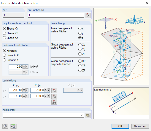 Editing Free Rectangular Load