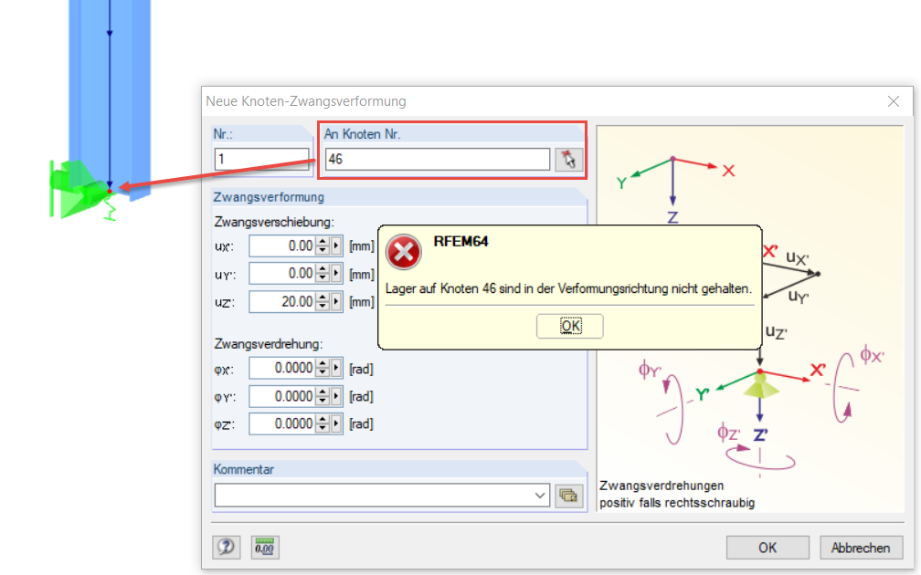 Error Message for Imposed Nodal Deformation