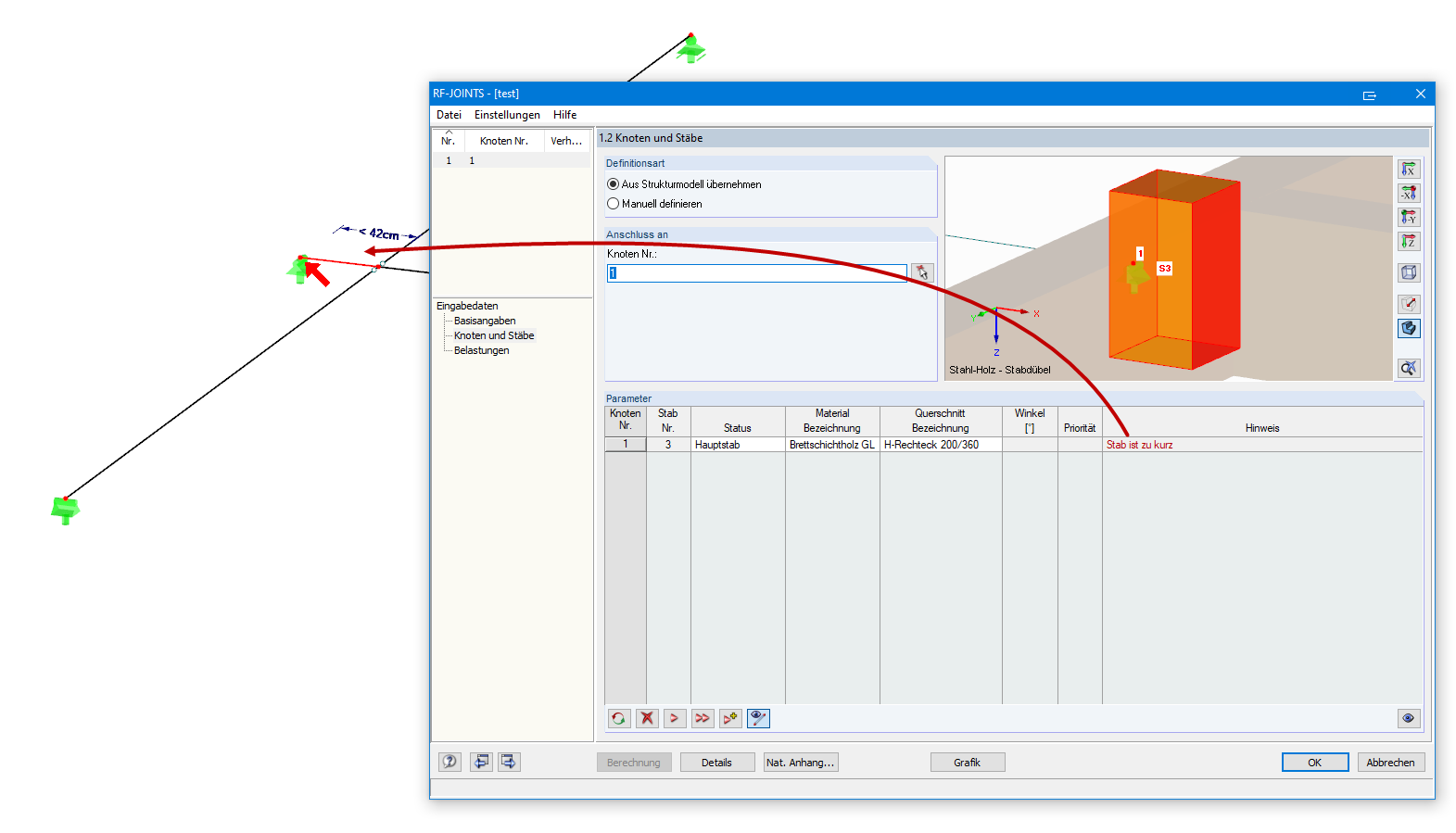 Note About Member Length in RF-JOINTS Add-on Module 