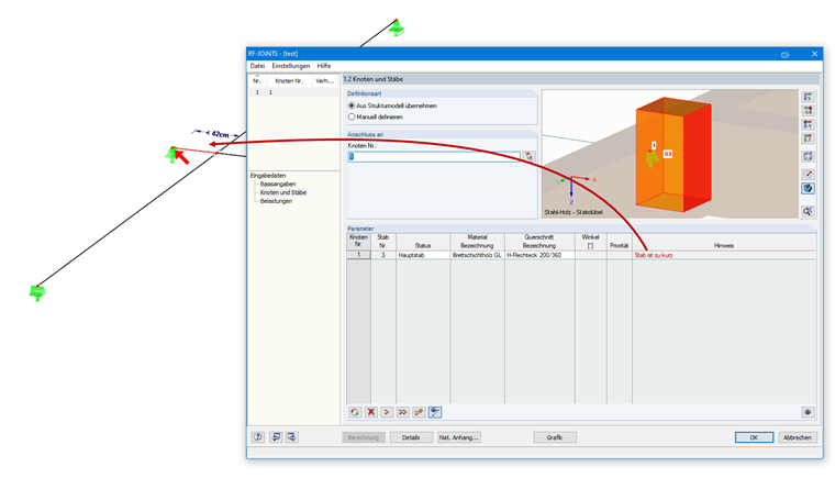 Note About Member Length in RF-JOINTS Add-on Module 